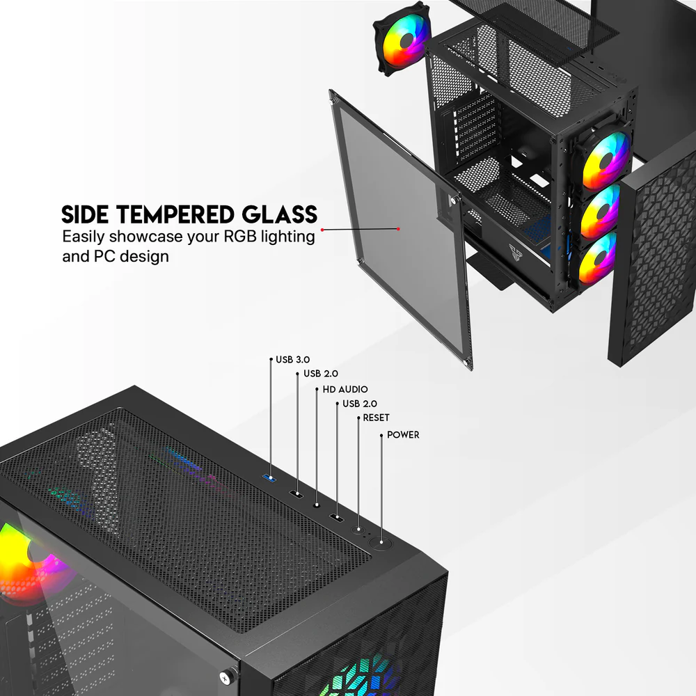 Fantech Aero 2 CG83 Middle Tower Black Gaming Case Fantech Aero 2 CG83 Middle Tower Black Gaming Case